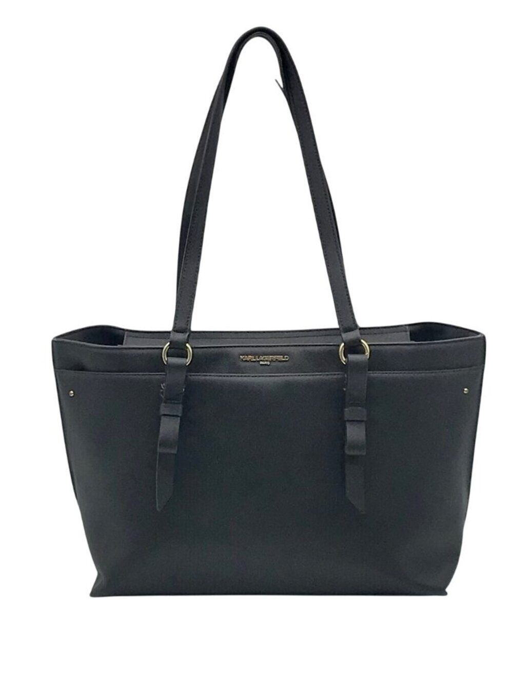 Karl Lagerfeld Black Leather Flurete Tote Bag